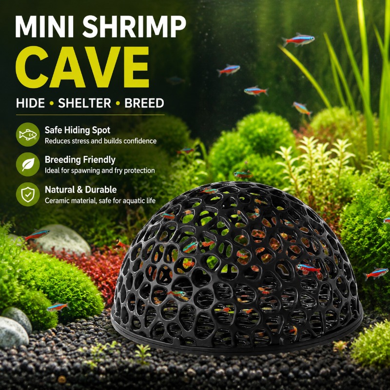 Mini Porous Ceramic Shrimp Cav - đánh giá và giá Hide Cave Ceramic
